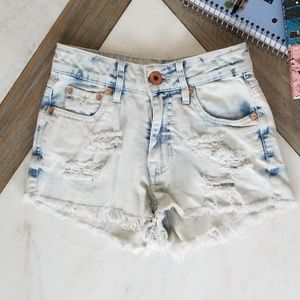 BULLHEAD Acid Wash High Rise Shorts